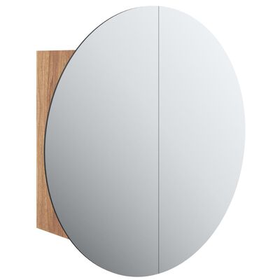 vidaXL Koupelnová skříňka s kulatým zrcadlem a LED dub 40x40x17,5 cm