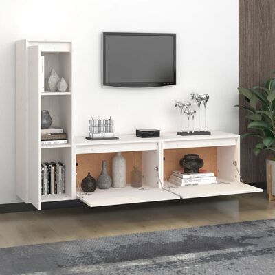 vidaXL TV skříňky 3 ks bílé masivní borové dřevo