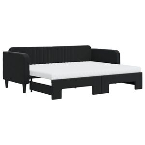 vidaXL V&aacute;lenda s přist&yacute;lkou a matracemi čern&aacute; 80 x 200 cm samet