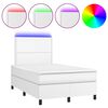 vidaXL Box spring postel s matrac&iacute; a LED b&iacute;l&aacute; 120 x 190 cm uměl&aacute; kůže