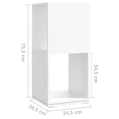 vidaXL Otočná skříňka bílá 34,5x34,5x75,5 cm dřevotříska