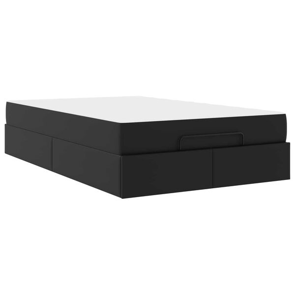 vidaXL R&aacute;m postele s matrac&iacute; s matrac&iacute; 2 pcs Čern&aacute; PVC