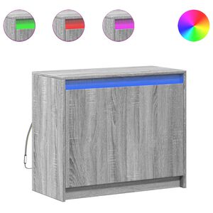 vidaXL Př&iacute;born&iacute;k LED &scaron;ed&yacute; sonoma 72 x 34 x 61 cm kompozitn&iacute; dřevo