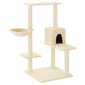 vidaXL &Scaron;krabadlo pro kočky se sisalov&yacute;mi sloupky kr&eacute;mov&eacute; 95 cm
