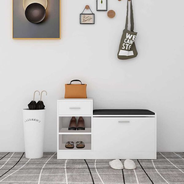 vidaXL Lavice s botn&iacute;kem b&iacute;l&aacute; 94,5 x 31 x 57 cm kompozitn&iacute; dřevo