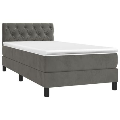 vidaXL Box spring postel s matrací a LED tmavě šedá 80 x 200 cm samet