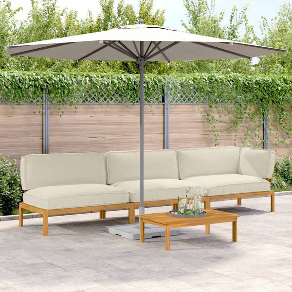 vidaXL Set pohovek s pol&scaron;t&aacute;řem 4 pcs Kr&eacute;mov&aacute; Masivn&iacute; ak&aacute;tov&eacute; dřevo