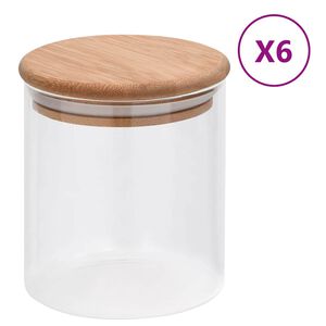 vidaXL Skleněn&eacute; d&oacute;zy s bambusov&yacute;m v&iacute;čkem 6 ks 600 ml