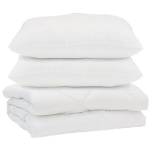 vidaXL Přikr&yacute;vka s pol&scaron;t&aacute;řem 3 pcs B&iacute;l&aacute; Mikrovl&aacute;kno