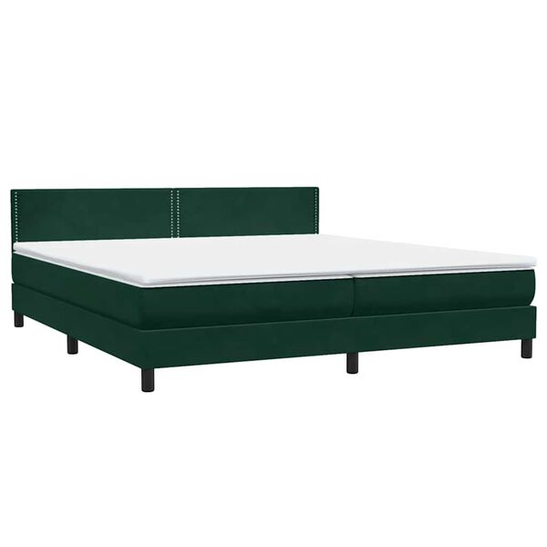vidaXL Box spring postel s matrac&iacute; tmavě zelen&aacute; 200x210 cm samet