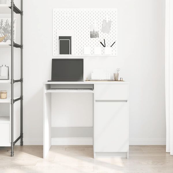 vidaXL Psac&iacute; stůl b&iacute;l&yacute; 86x49x76 cm kompozitn&iacute; dřevo