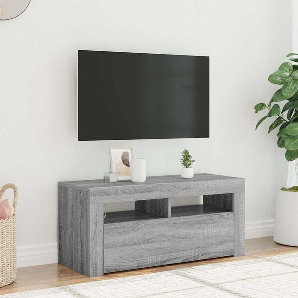 vidaXL TV skříňka s LED osvětlením šedá sonoma 90 x 35 x 40 cm