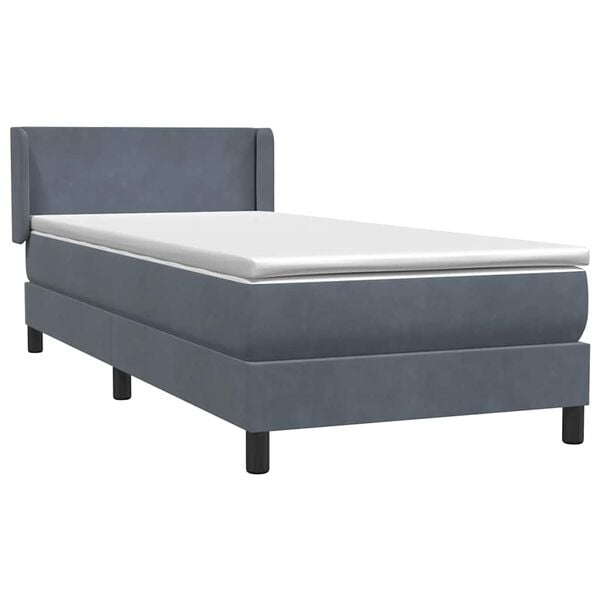 vidaXL Box spring postel s matrac&iacute; tmavě &scaron;ed&aacute; 90x220 cm samet