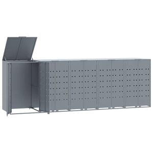 vidaXL Box na 5 popelnic &scaron;ed&yacute; 345 x 79 x 117 cm ocel