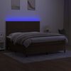vidaXL Box spring postel s matrac&iacute; a LED tmavě hněd&aacute; 160x200 cm textil