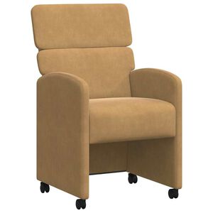 vidaXL Jídelní židle na kolečkách 2 pcs Hnědá 58 x 65 x 98 cm samet