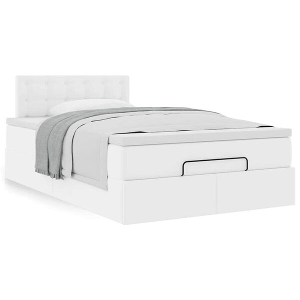 vidaXL Osmansk&yacute; r&aacute;m postele s matrac&iacute; b&iacute;l&yacute; 120x190 cm uměl&aacute; kůže