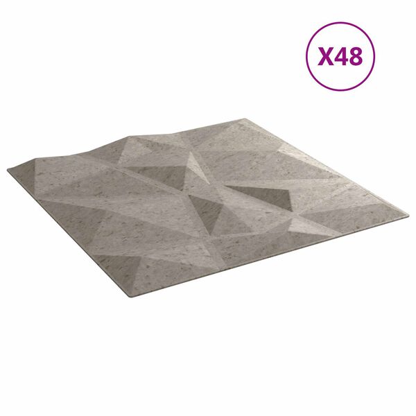 vidaXL N&aacute;stěnn&eacute; panely 48 pcs Betonově &Scaron;ed&aacute; 50 x 50 cm XPS pěna