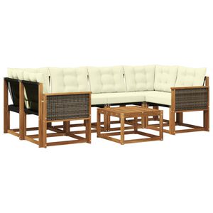 vidaXL Venkovn&iacute; pohovkov&aacute; souprava 7 pcs Přirozen&aacute; a Kr&eacute;mov&aacute;