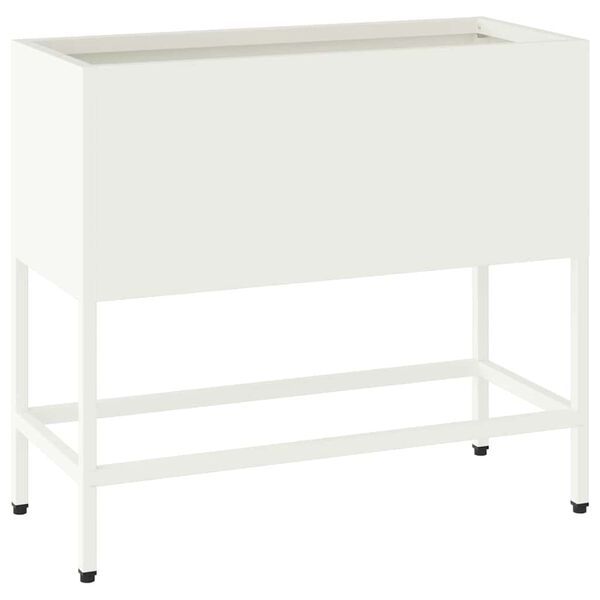 vidaXL Vyv&yacute;&scaron;en&yacute; zahradn&iacute; květin&aacute;č B&iacute;l&aacute; 60 x 26 x 48 cm Ocel