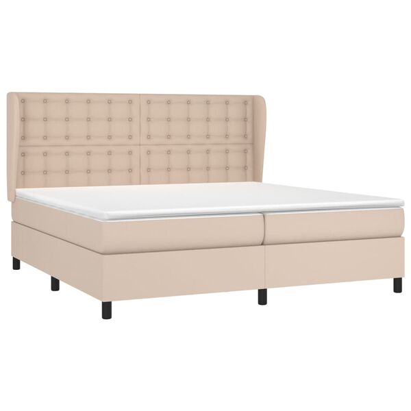vidaXL Box spring postel s matrac&iacute; cappuccino 200 x 200 cm uměl&aacute; kůže
