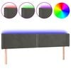 vidaXL Čelo postele s LED tmavě &scaron;ed&eacute; 163 x 16 x 78/88 cm samet