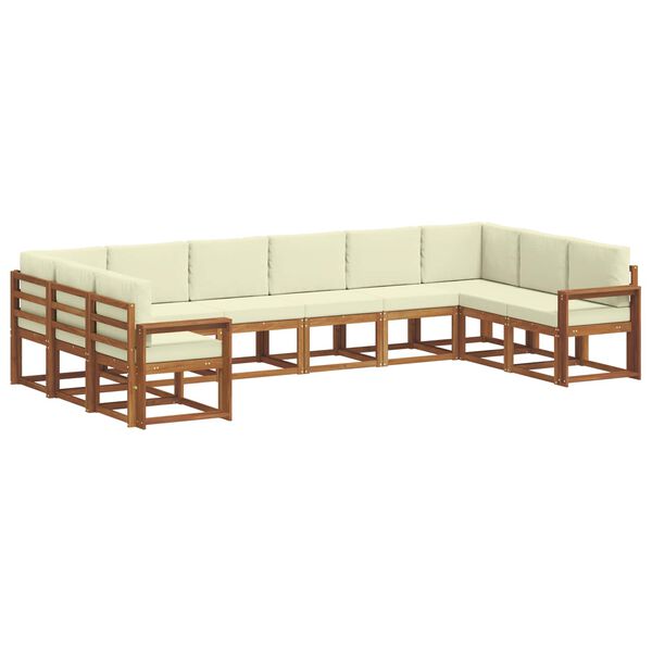 vidaXL Venkovn&iacute; pohovkov&aacute; souprava 10 pcs Přirozen&aacute; a Kr&eacute;mov&aacute;