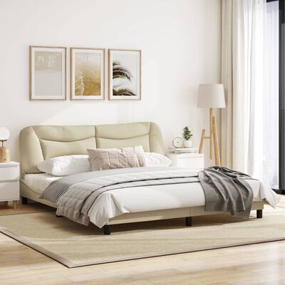 vidaXL Rám postele s čelem krémový 180x200 cm textil