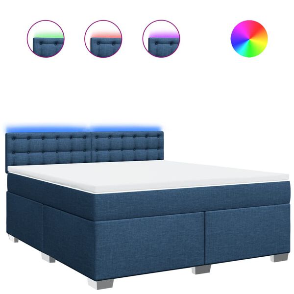 vidaXL Box spring postel s matrac&iacute; modr&aacute; 180x200 cm textil