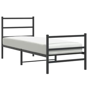 vidaXL Kovov&yacute; r&aacute;m postele s hlavov&yacute;m a nožn&iacute;m čelem čern&yacute; 80 x 200 cm