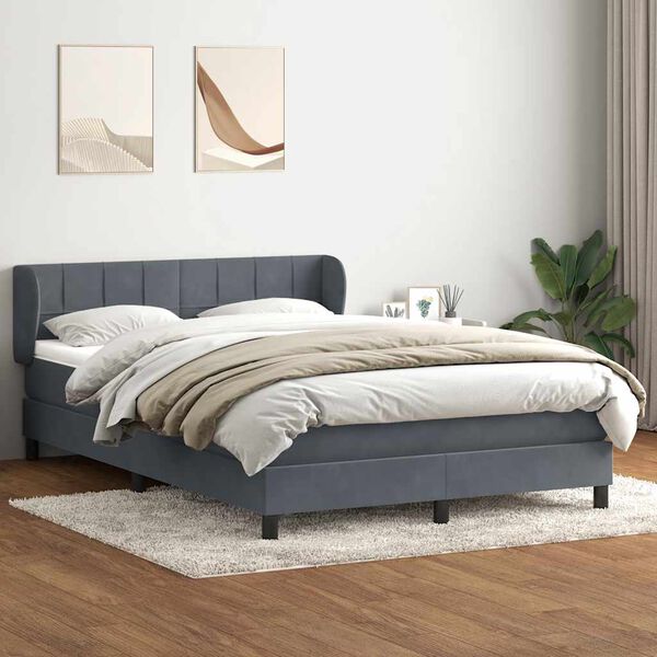 vidaXL Box spring postel s matrac&iacute; tmavě &scaron;ed&aacute; 140x220 cm samet