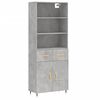 vidaXL Skř&iacute;ň highboard betonově &scaron;ed&aacute; 69,5x34x180 cm kompozitn&iacute; dřevo