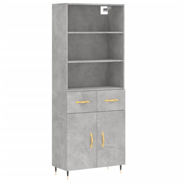 vidaXL Skř&iacute;ň highboard betonově &scaron;ed&aacute; 69,5x34x180 cm kompozitn&iacute; dřevo