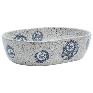 vidaXL Umyvadlo na desku &scaron;ed&eacute; a modr&eacute; ov&aacute;ln&eacute; 47 x 33 x 13 cm keramika