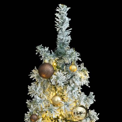 vidaXL Umělý vánoční stromek s 300 LED a koulemi zasněžený 270 cm