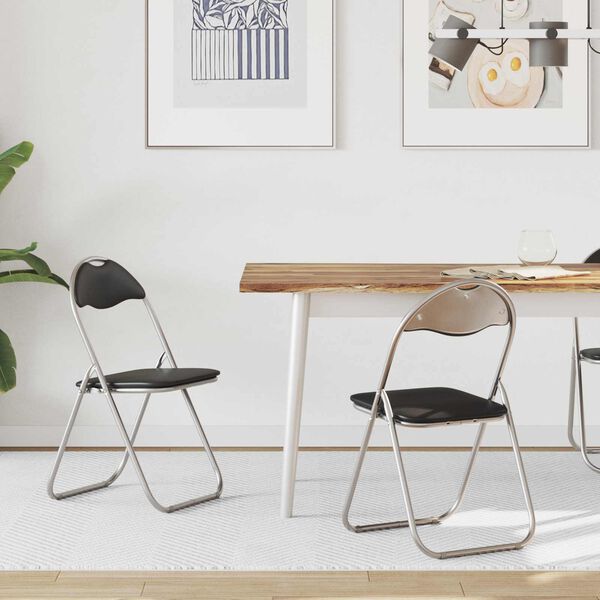 vidaXL Skl&aacute;dac&iacute; židle 2 pcs Čern&aacute; a &scaron;ed&aacute; 48 x 43,5 x 81 cm Uměl&aacute; kůže