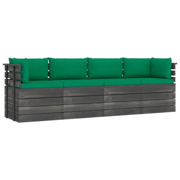 vidaXL 4m&iacute;stn&aacute; zahradn&iacute; pohovka z palet s podu&scaron;kami masivn&iacute; borovice