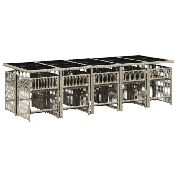 vidaXL 11d&iacute;ln&yacute; zahradn&iacute; j&iacute;deln&iacute; set s podu&scaron;kami světle &scaron;ed&yacute; polyratan