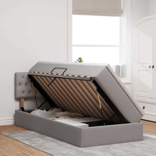 vidaXL Postel s &uacute;ložn&yacute;m prostorem a matrac&iacute; s čelo Taupe 90 x 190 cm