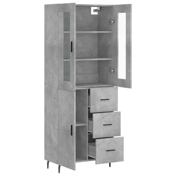 vidaXL Skř&iacute;ň highboard betonově &scaron;ed&aacute; 69,5x34x180 cm kompozitn&iacute; dřevo