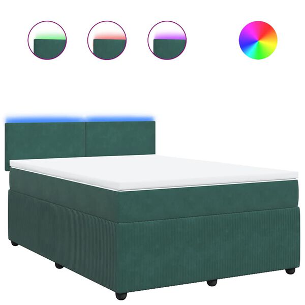 vidaXL Box spring postel s matrac&iacute; tmavě zelen&aacute; 140x200 cm samet