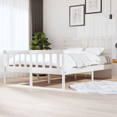 vidaXL Rám postele bílý 150 x 200 cm King Size masivní dřevo