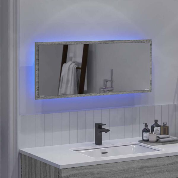 vidaXL Zrcadlo N&aacute;stěnn&yacute; &Scaron;ed&aacute; Sonoma 90 x 8,5 x 37 cm kompozitn&iacute; dřevo