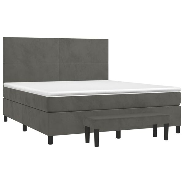vidaXL Box spring postel s matrac&iacute; tmavě &scaron;ed&aacute; 160x200 cm samet