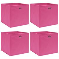 vidaXL Úložné boxy 4 ks růžové 32 x 32 x 32 cm textil