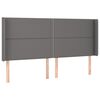 vidaXL Čelo postele typu u&scaron;&aacute;k &scaron;ed&eacute; 203x16x118/128 cm uměl&aacute; kůže