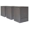 vidaXL Zahradn&iacute; kompost&eacute;ry 3 ks hněd&eacute; 60x60x83 cm 900 l plast ratan