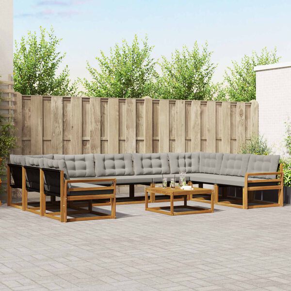 vidaXL Venkovn&iacute; pohovkov&aacute; souprava 10 pcs Př&iacute;rodn&iacute; a světle &scaron;ed&aacute;