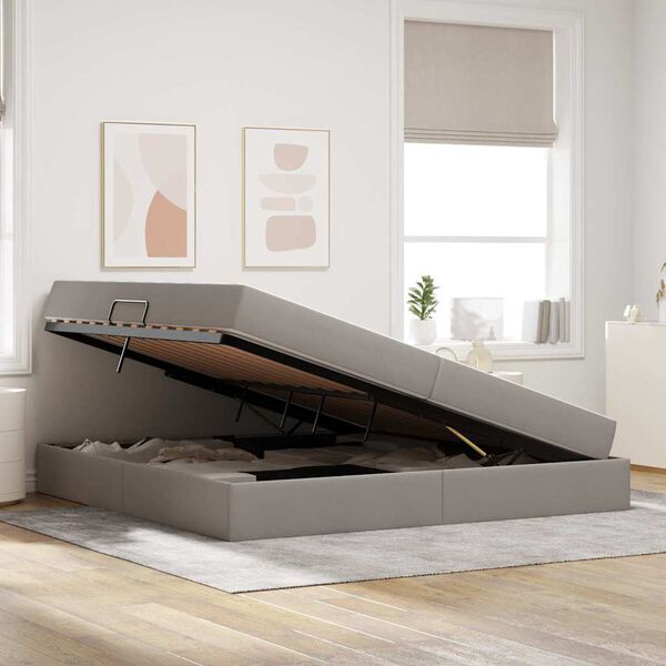 vidaXL Postel s &uacute;ložn&yacute;m prostorem a matrac&iacute; Taupe 200 x 200 cm