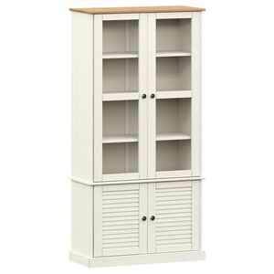 vidaXL Prosklen&aacute; vitr&iacute;na VIGO b&iacute;l&aacute; 85x35x170 cm masivn&iacute; borov&eacute; dřevo